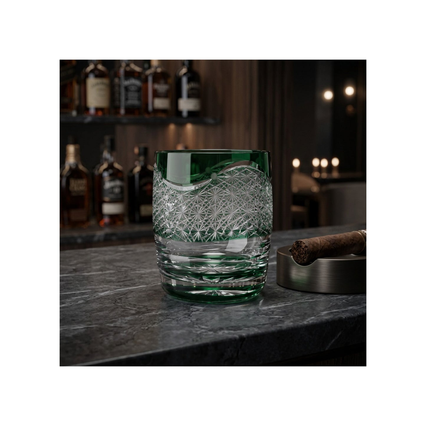 Emerald Galaxy Edo Kiriko Whiskey Glass