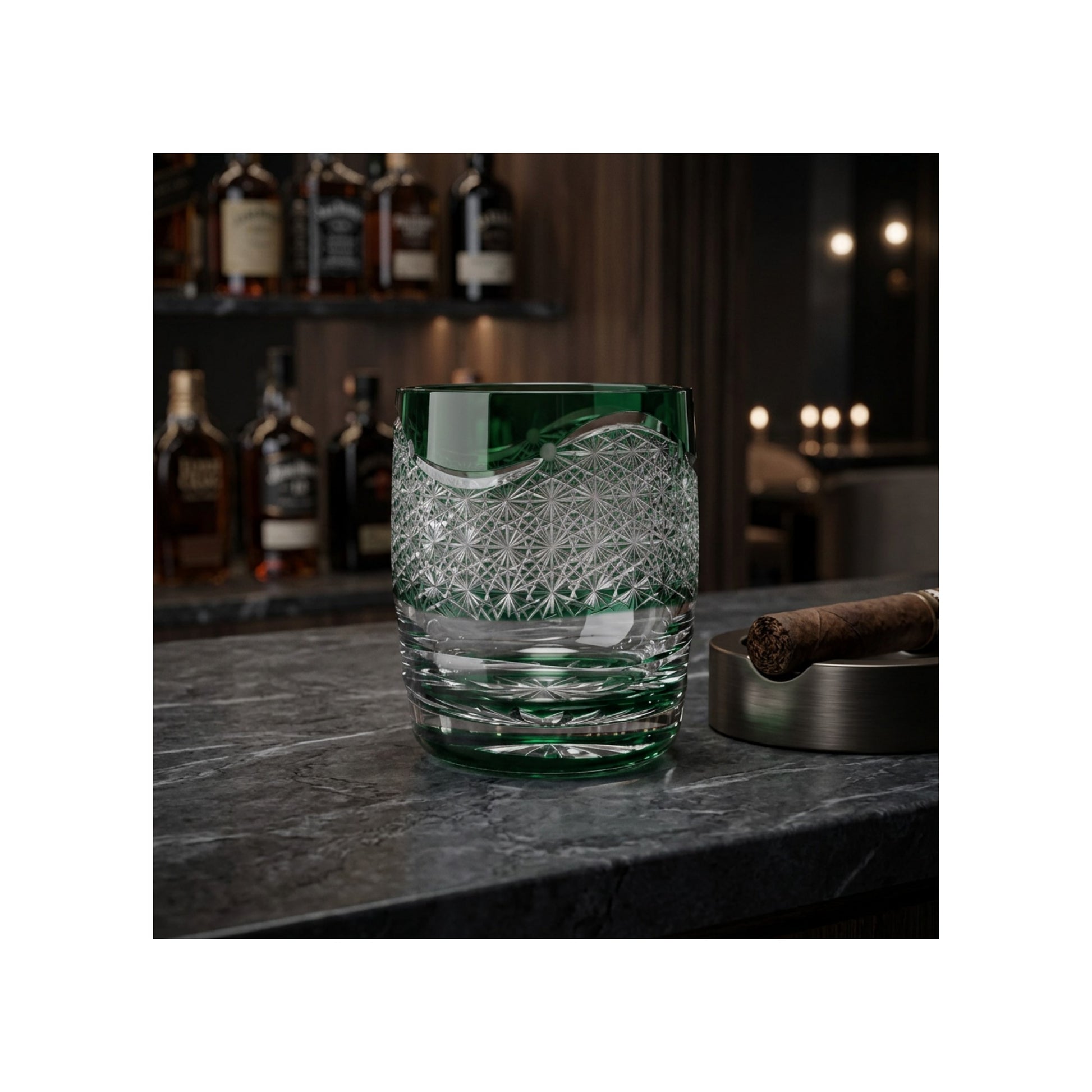 Emerald Galaxy Edo Kiriko Whiskey Glass