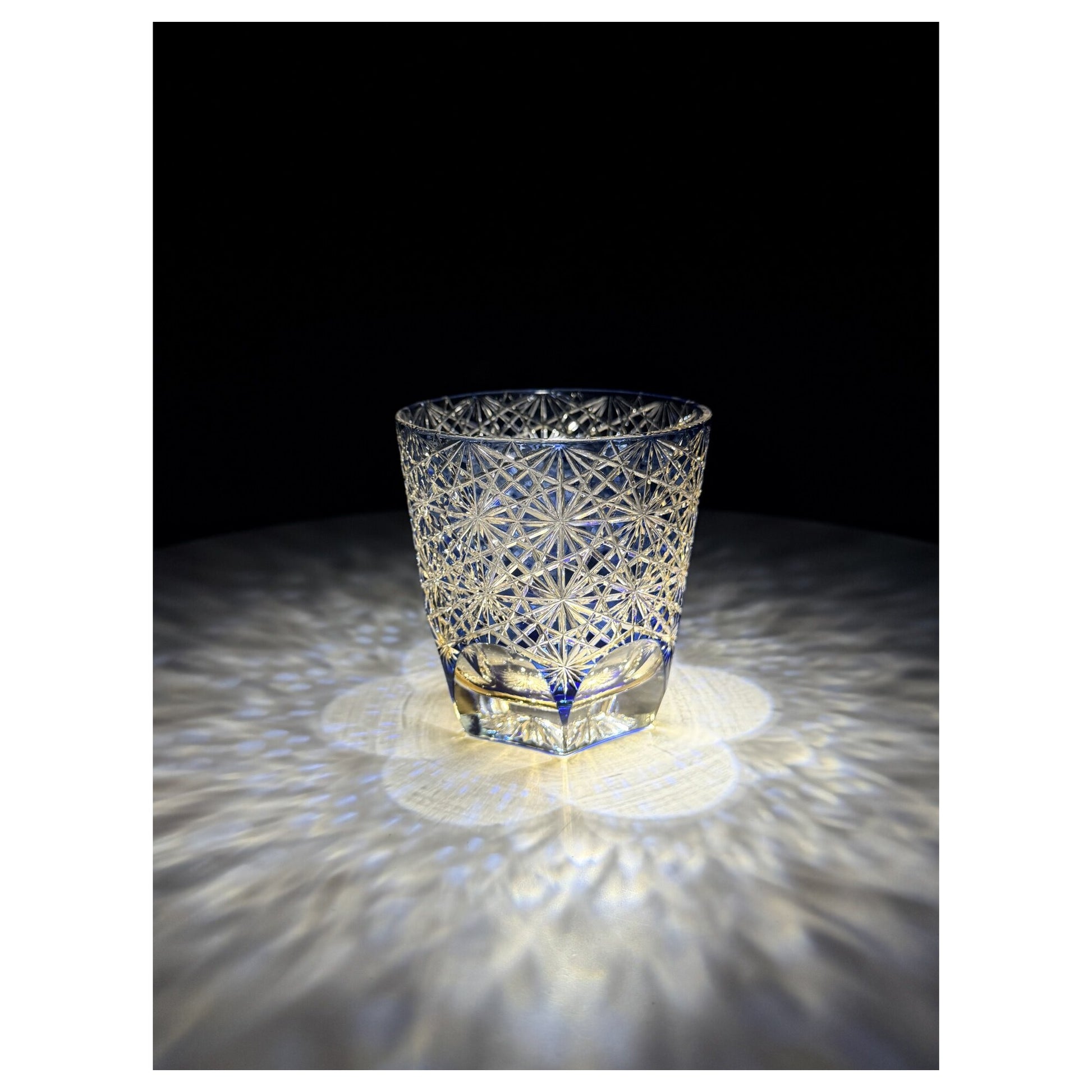 TokinoWa Edo Kiriko blue daisy crystal glass high-end hand-carved whiskey gift cup