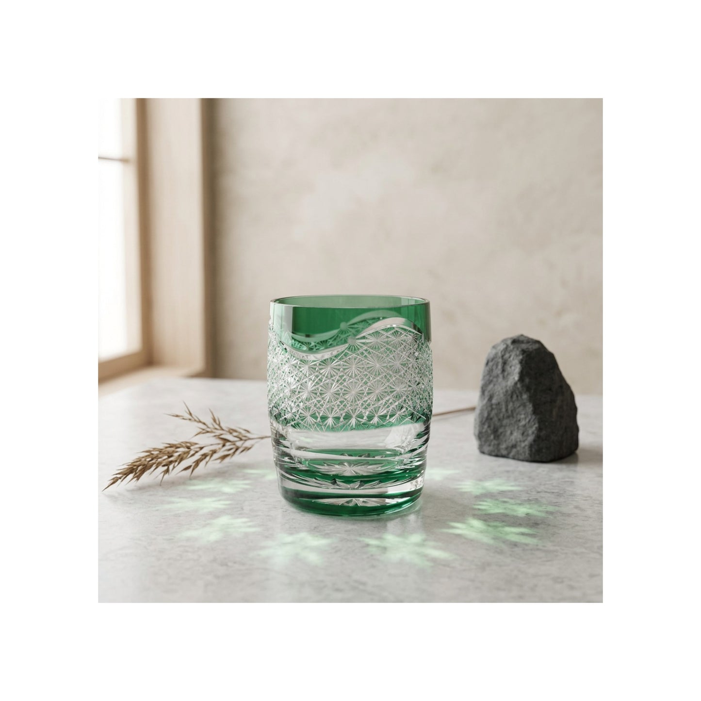 Emerald Galaxy Edo Kiriko Whiskey Glass