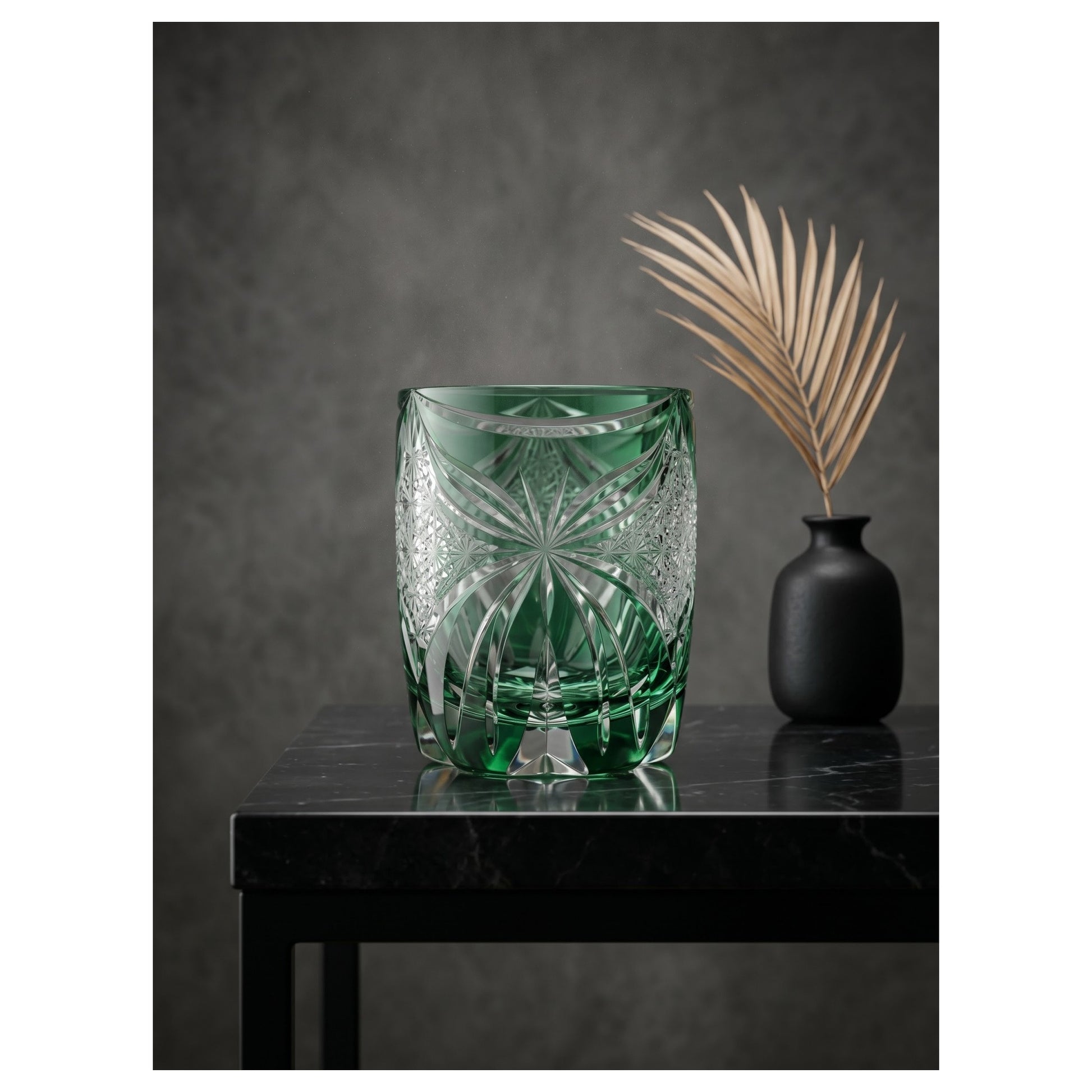 Jade Butterfly Edo Kiriko Whiskey Glass