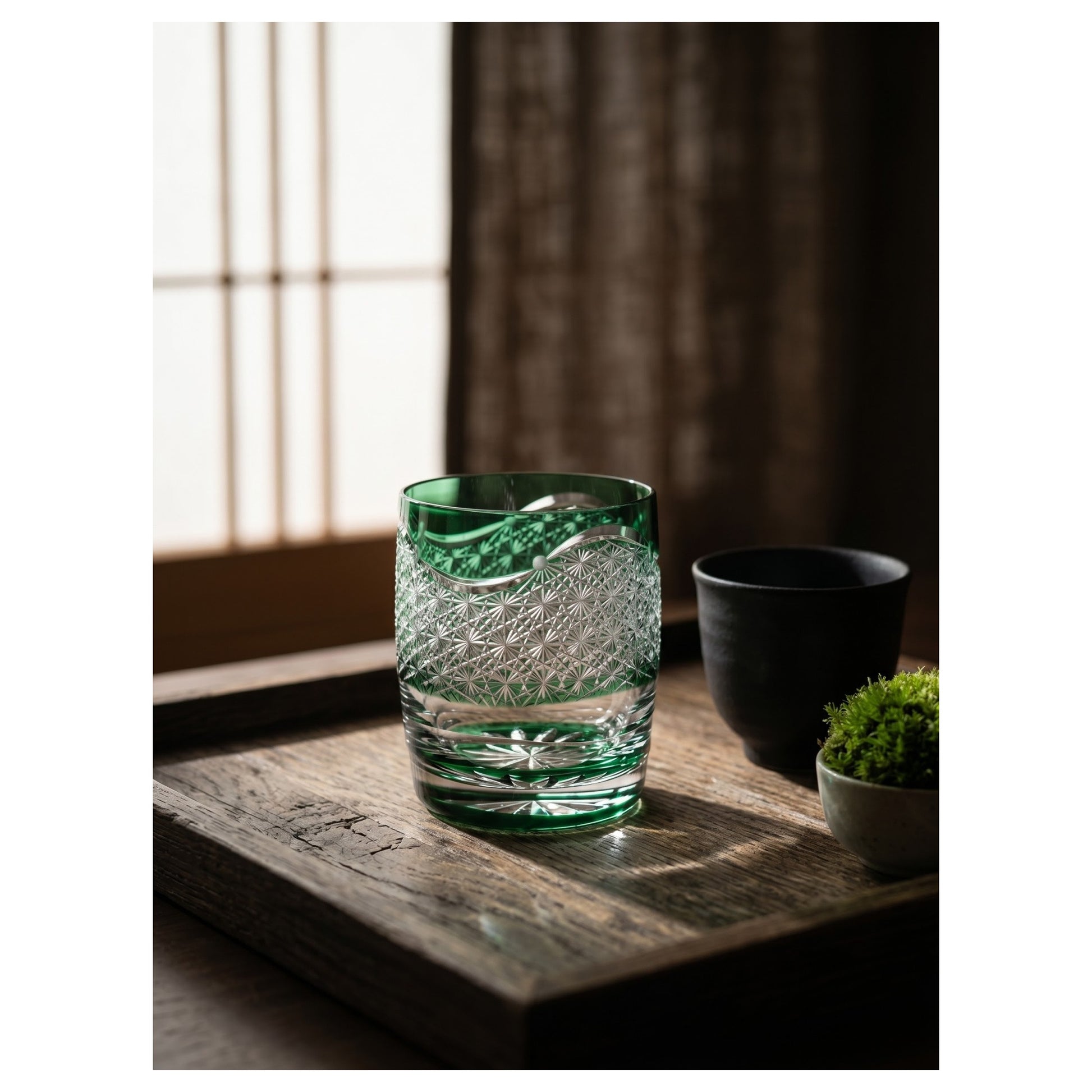 Emerald Galaxy Edo Kiriko Whiskey Glass