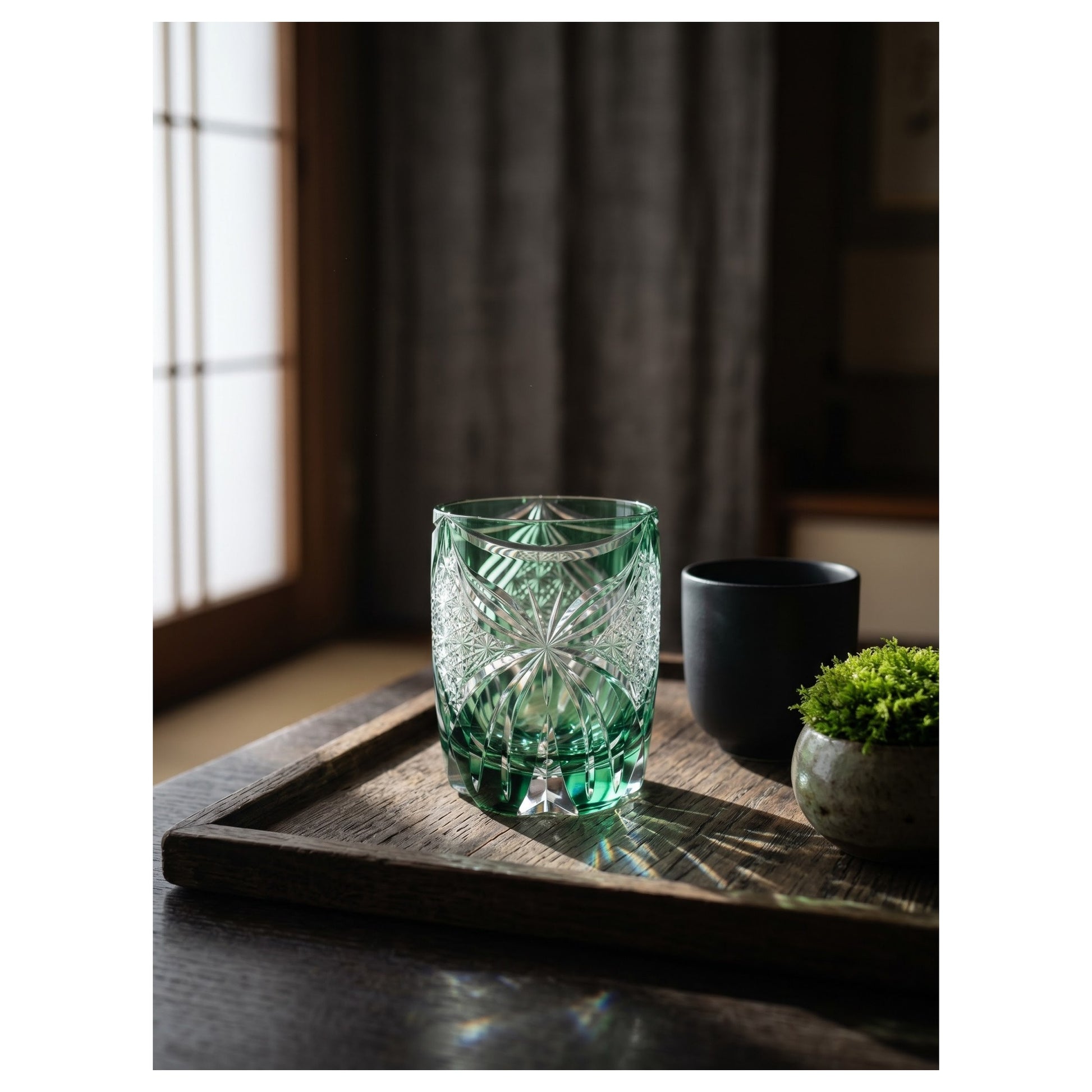 Jade Butterfly Edo Kiriko Whiskey Glass