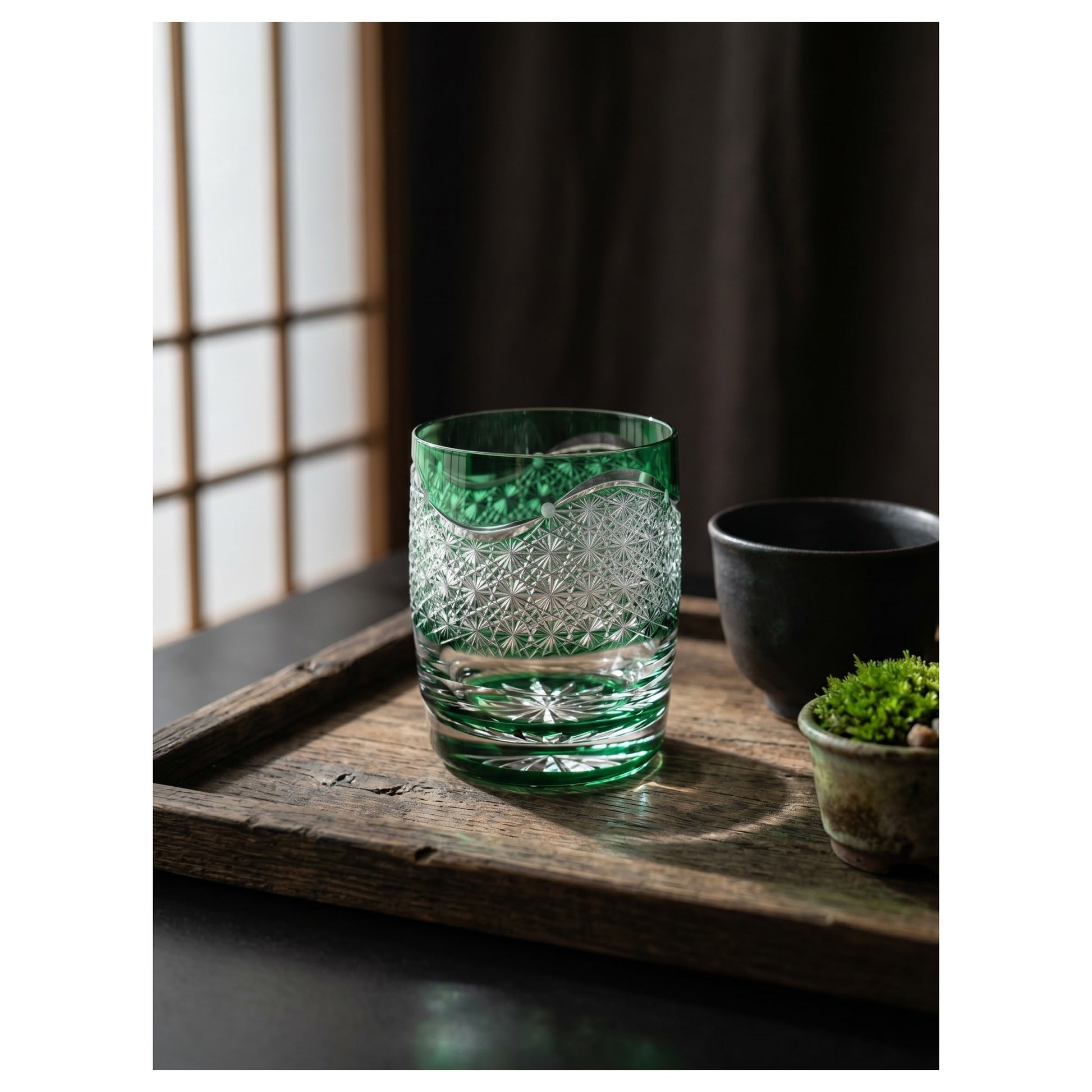 Emerald Galaxy Edo Kiriko Whiskey Glass
