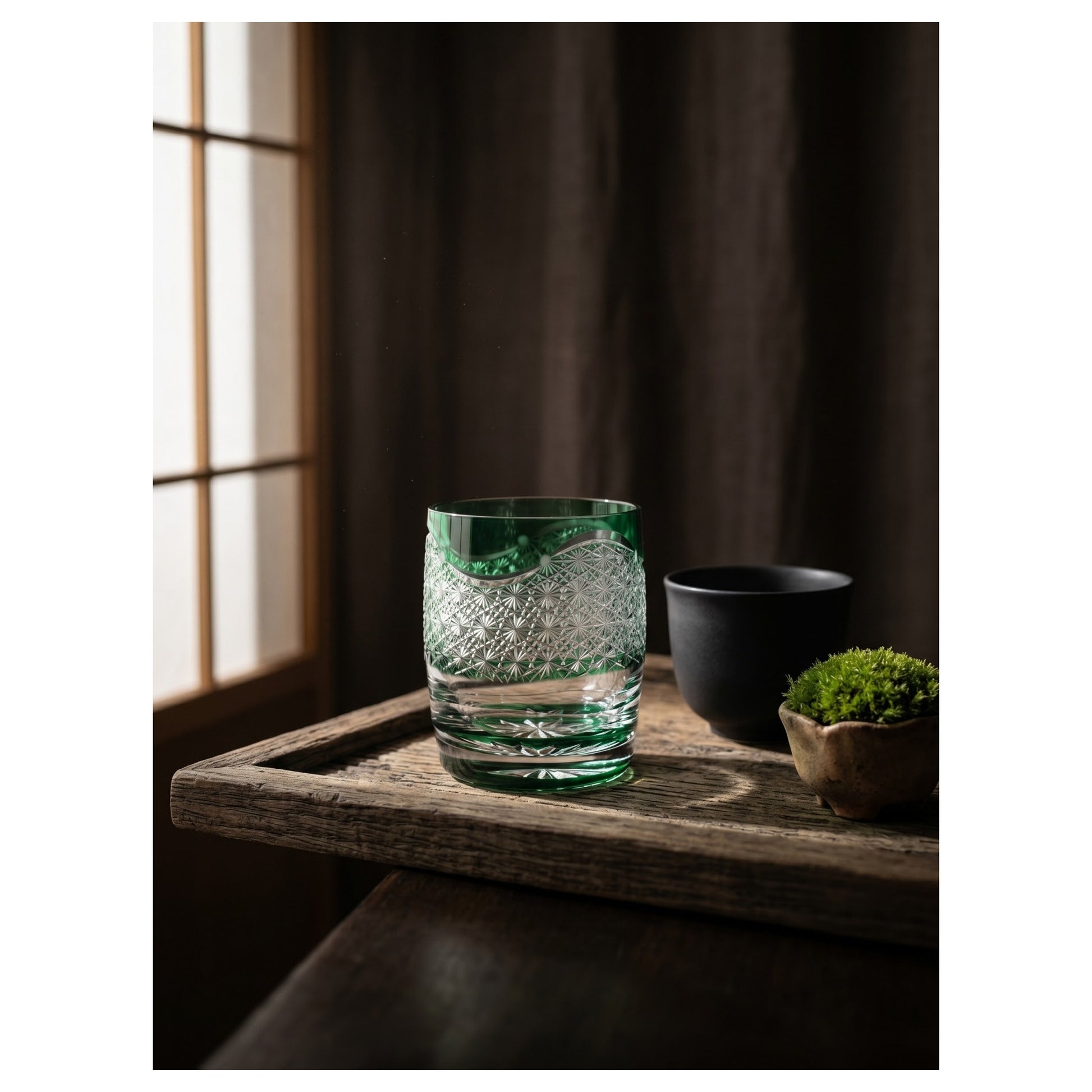 Emerald Galaxy Edo Kiriko Whiskey Glass