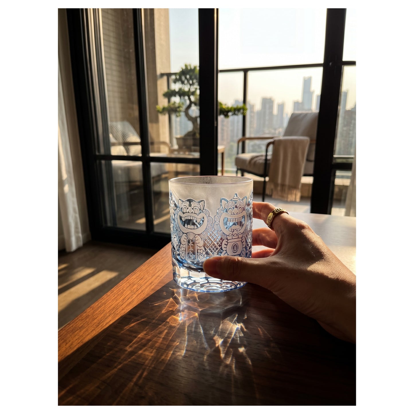 Auspicious Lion Edo Kiriko Whiskey Glass