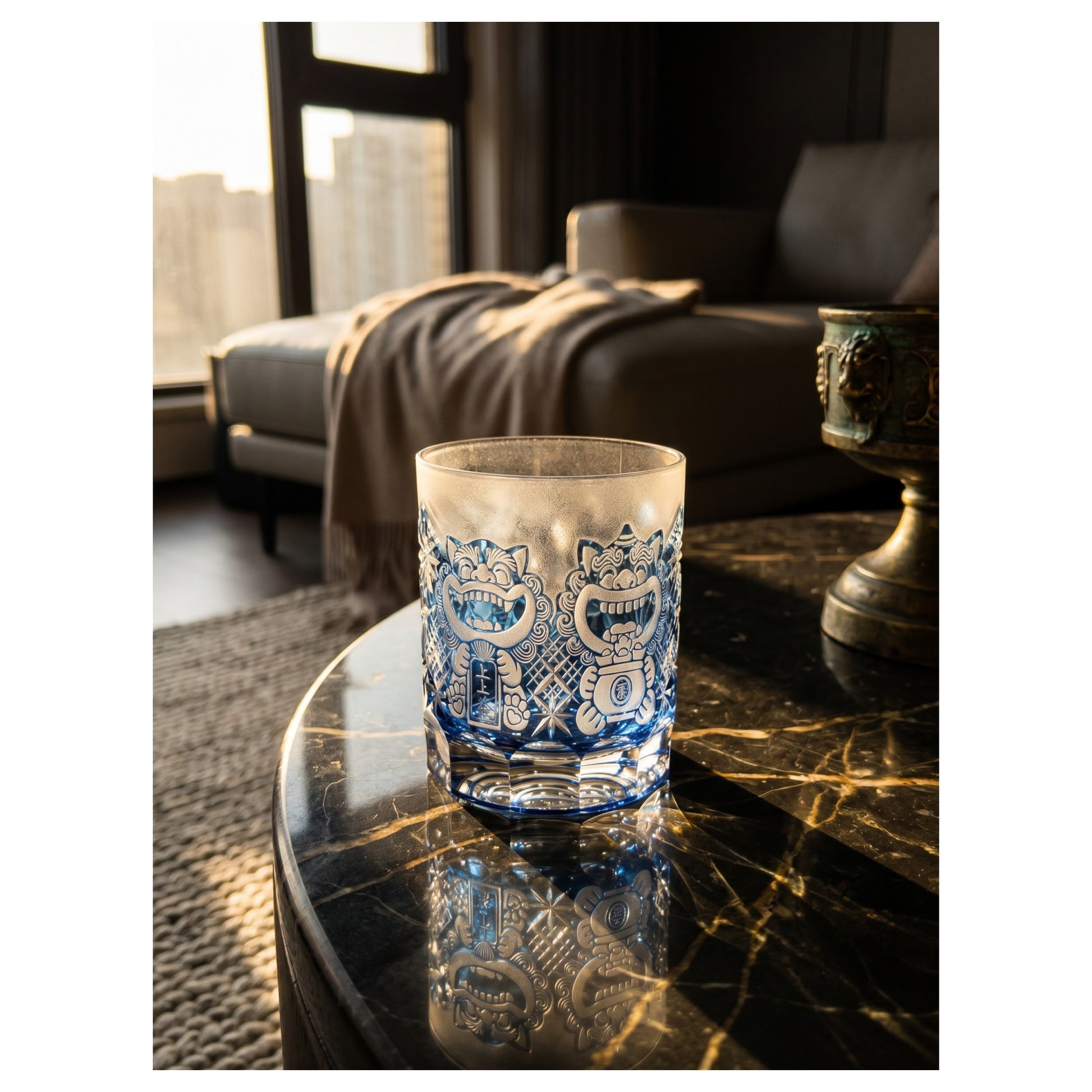 Auspicious Lion Edo Kiriko Whiskey Glass